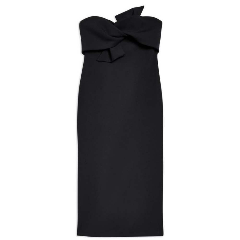 NWOT Topshop strapless twist bow black midi dress 12 - Picture 4 of 7